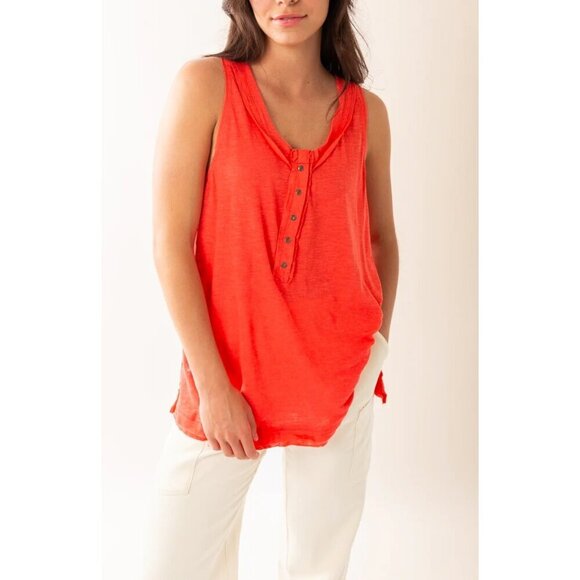 NEW WE THE FREE BY FREE PEOPLE LOVE LANGUAGE TANK RADIANT WATERMELON MEDIUM - Picture 1 of 9